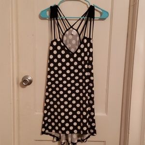 Black and white polka dot tank top tunic